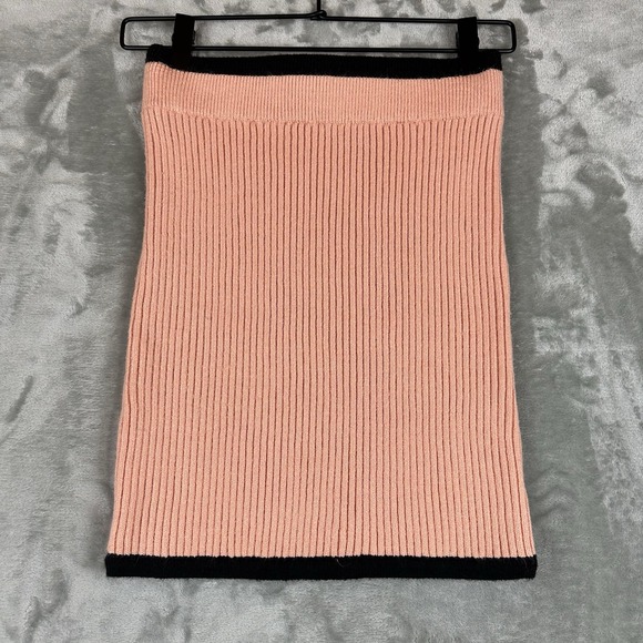 Lulus Dresses & Skirts - Lulus Sweater Skirt Women's S Pink Black Trim Ribbed Knit Body Con